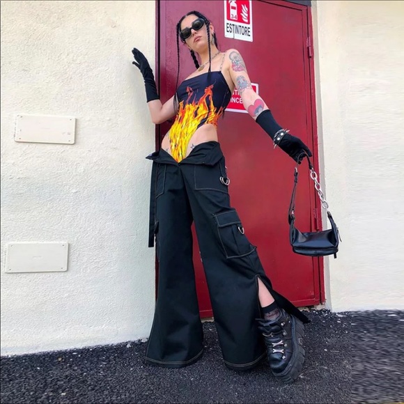 SOLD Baddie Boutique Flame Chain Strap Bodysuit - Picture 2 of 6